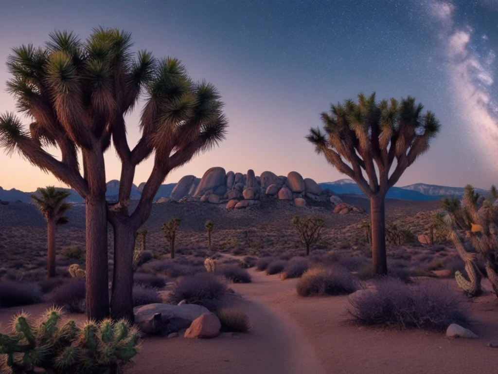 Romantic Weekend Getaways from Los Angeles for Couples Romantic sunset hike at Hidden Valley Trail in Joshua Tree National Park with golden desert light
