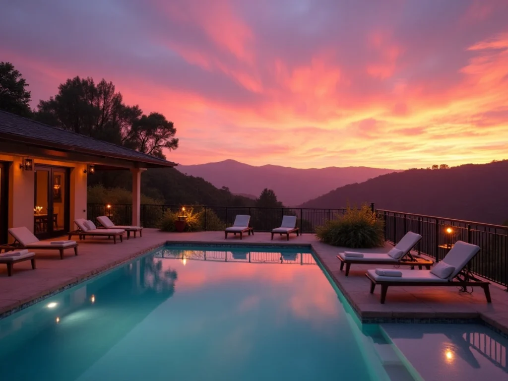 Romantic Weekend Getaways from Los Angeles for Couples Cozy fall scene in Ojai with golden leaves and mountains