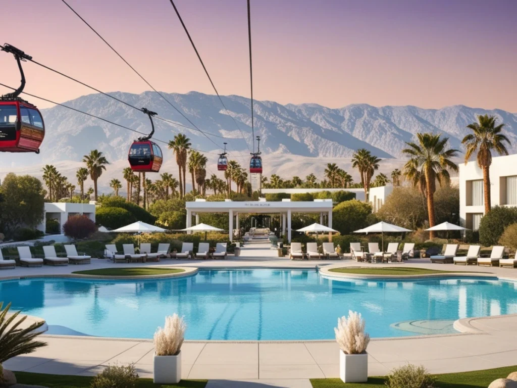 Romantic Weekend Getaways from Los Angeles for Couples Luxury resort poolside with palm trees in Palm Springs