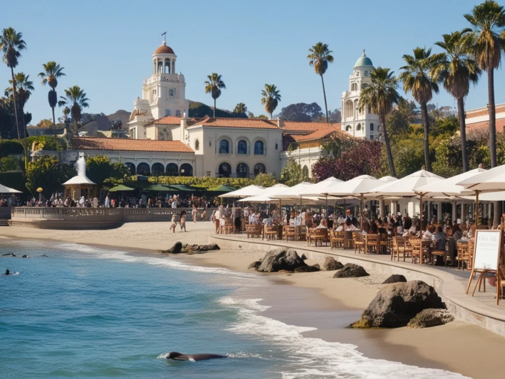 Romantic Weekend Getaways from Los Angeles for Couples Panoramic view of San Diego skyline and nearby beach at sunset