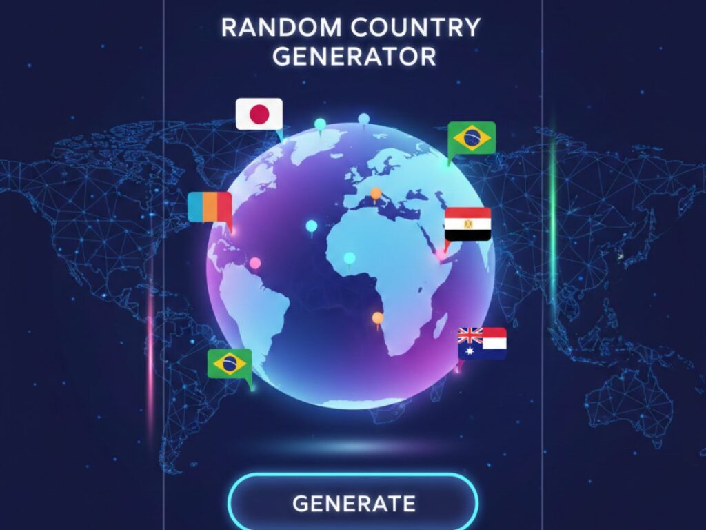 random country generator Random Country Generator tool showing a country name selected randomly