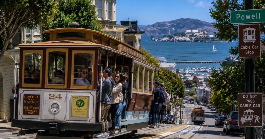 Cable car journey through San Francisco