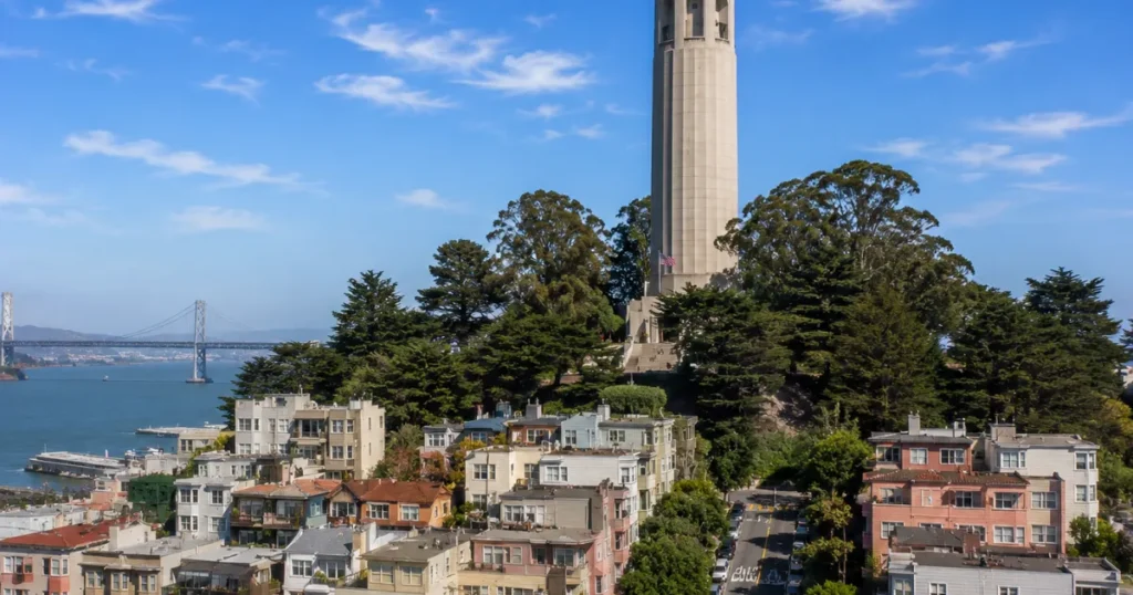 Coit Tower with cityscape view