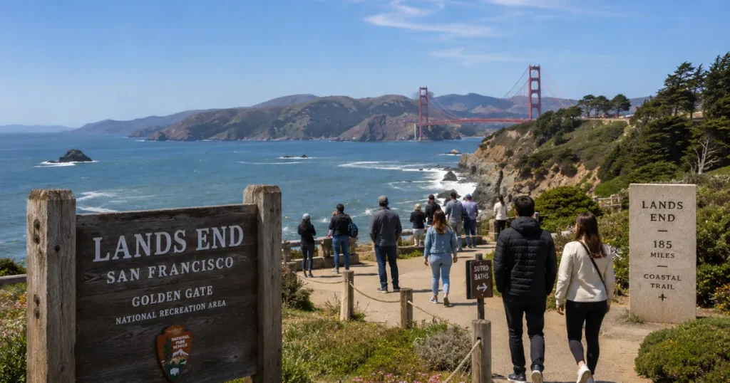 Lands End coastal viewpoint and Golden Gate