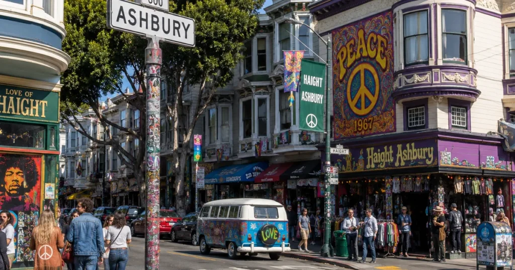 Vibrant life at Haight-Ashbury intersection